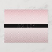 Jouw naam | Thin Roos Ombre & White Stripes Briefkaart (Voorkant)