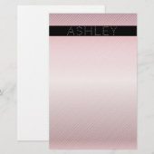 Jouw naam | Thin Roos Ombre & White Stripes Briefpapier (Voorkant / Achterkant)