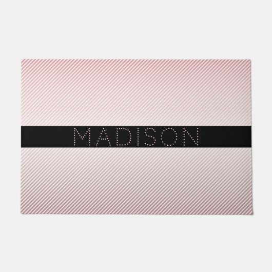 Jouw naam | Thin Roos Ombre & White Stripes Deurmat (Voorkant)