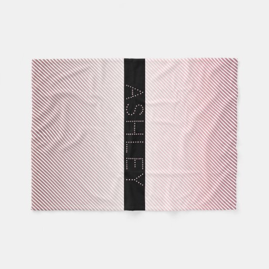 Jouw naam | Thin Roos Ombre & White Stripes Fleece Deken (Voorkant (Horizontaal))