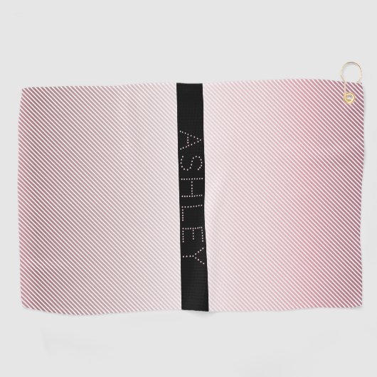 Jouw naam | Thin Roos Ombre & White Stripes Golfhanddoek (Horizontaal)