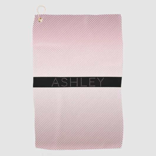 Jouw naam | Thin Roos Ombre & White Stripes Golfhanddoek (Voorkant)