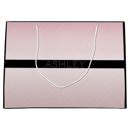 Jouw naam | Thin Roos Ombre & White Stripes Groot Cadeauzakje (Voorkant)