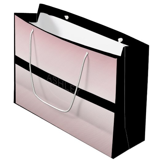 Jouw naam | Thin Roos Ombre & White Stripes Groot Cadeauzakje (Voorkant Gekanteld)