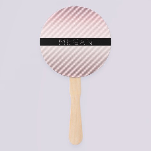 Jouw naam | Thin Roos Ombre & White Stripes Handwaaier