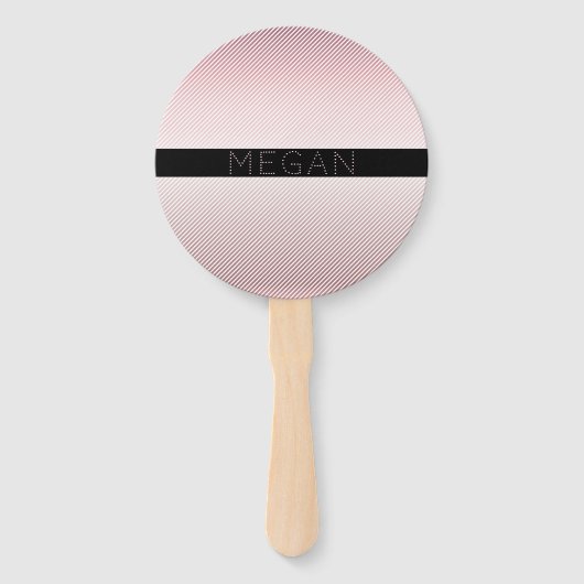 Jouw naam | Thin Roos Ombre & White Stripes Handwaaier (Voorkant)