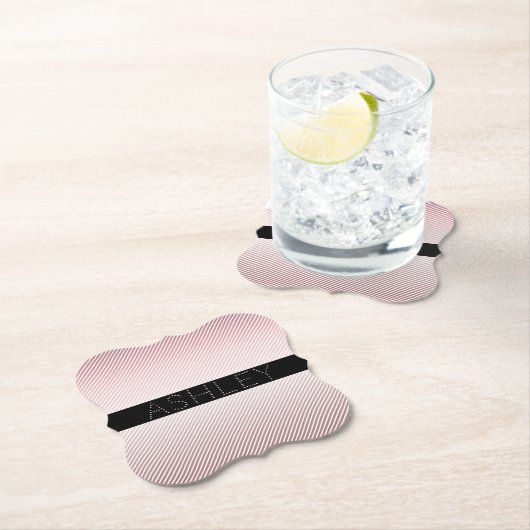 Jouw naam | Thin Roos Ombre & White Stripes Kartonnen Onderzetters (Insitu)