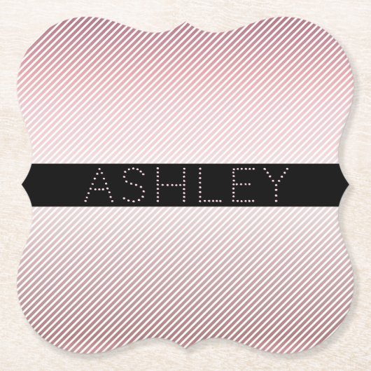Jouw naam | Thin Roos Ombre & White Stripes Kartonnen Onderzetters (Voorkant)