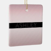 Jouw naam | Thin Roos Ombre & White Stripes Keramisch Ornament (Rechts)