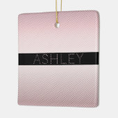 Jouw naam | Thin Roos Ombre & White Stripes Keramisch Ornament (Links)