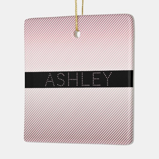 Jouw naam | Thin Roos Ombre & White Stripes Keramisch Ornament (Links)
