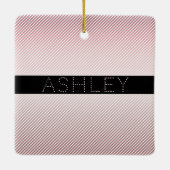 Jouw naam | Thin Roos Ombre & White Stripes Keramisch Ornament (Achterkant)