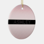 Jouw naam | Thin Roos Ombre & White Stripes Keramisch Ornament (Rechts)