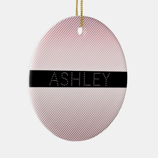 Jouw naam | Thin Roos Ombre & White Stripes Keramisch Ornament (Rechts)