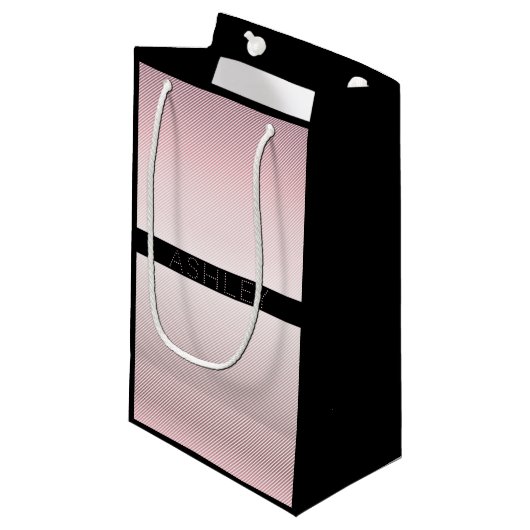 Jouw naam | Thin Roos Ombre & White Stripes Klein Cadeauzakje (Voorkant Gekanteld)