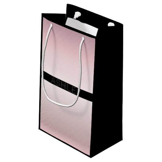 Jouw naam | Thin Roos Ombre & White Stripes Klein Cadeauzakje (Achterkant Gekanteld)