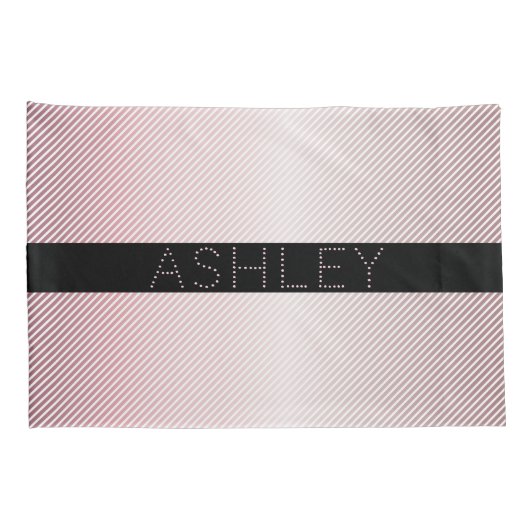 Jouw naam | Thin Roos Ombre & White Stripes Kussensloop (Achterkant-Rechts)