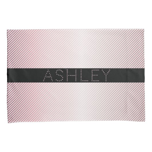 Jouw naam | Thin Roos Ombre & White Stripes Kussensloop (Voorkant-Rechts)