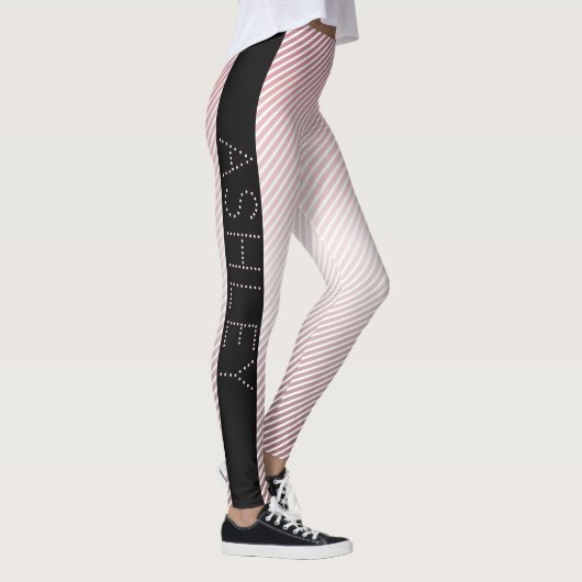 Jouw naam | Thin Roos Ombre & White Stripes Leggings (Rechts)