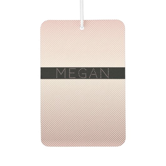 Jouw naam | Thin Roos Ombre & White Stripes Luchtverfrisser (Voorkant)