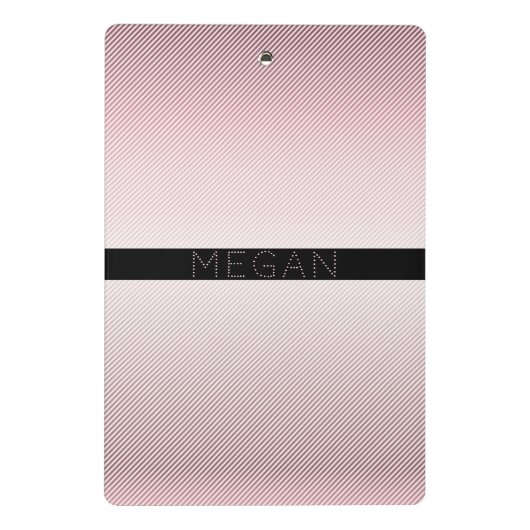 Jouw naam | Thin Roos Ombre & White Stripes Mini Klembord (Achterkant)