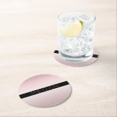 Jouw naam | Thin Roos Ombre & White Stripes Ronde Kartonnen Onderzetter (Insitu)