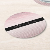 Jouw naam | Thin Roos Ombre & White Stripes Ronde Kartonnen Onderzetter (Gebogen)