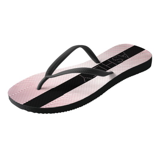 Jouw naam | Thin Roos Ombre & White Stripes Teenslippers (Schuin)