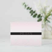Jouw naam | Thin White en Sublte Roos Ombre Stripe Briefkaart (Staand voorkant)