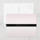 Jouw naam | Thin White en Sublte Roos Ombre Stripe Briefkaart (Voorkant / Achterkant)