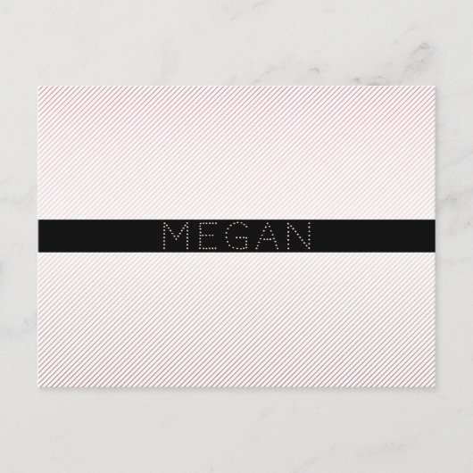 Jouw naam | Thin White en Sublte Roos Ombre Stripe Briefkaart (Voorkant)