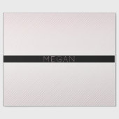 Jouw naam | Thin White en Sublte Roos Ombre Stripe Cadeaupapier (Vlak)