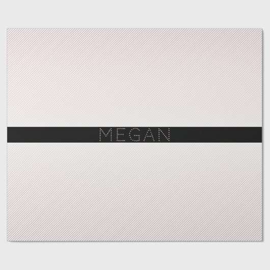 Jouw naam | Thin White en Sublte Roos Ombre Stripe Cadeaupapier (Vlak)
