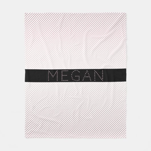 Jouw naam | Thin White en Sublte Roos Ombre Stripe Fleece Deken (Voorkant)
