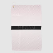 Jouw naam | Thin White en Sublte Roos Ombre Stripe Golfhanddoek (Voorkant)