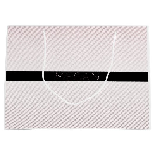 Jouw naam | Thin White en Sublte Roos Ombre Stripe Groot Cadeauzakje (Voorkant)