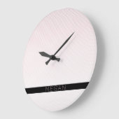 Jouw naam | Thin White en Sublte Roos Ombre Stripe Grote Klok (Hoek)