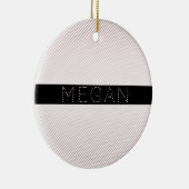 Jouw naam | Thin White en Sublte Roos Ombre Stripe Keramisch Ornament (Rechts)