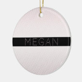 Jouw naam | Thin White en Sublte Roos Ombre Stripe Keramisch Ornament (Links)