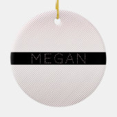 Jouw naam | Thin White en Sublte Roos Ombre Stripe Keramisch Ornament (Achterkant)
