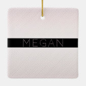 Jouw naam | Thin White en Sublte Roos Ombre Stripe Keramisch Ornament (Achterkant)