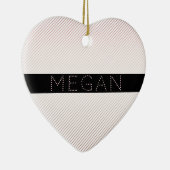 Jouw naam | Thin White en Sublte Roos Ombre Stripe Keramisch Ornament (Rechts)