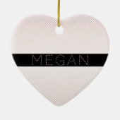 Jouw naam | Thin White en Sublte Roos Ombre Stripe Keramisch Ornament (Achterkant)