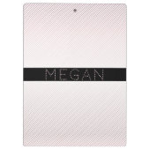 Jouw naam | Thin White en Sublte Roos Ombre Stripe Klembord (Achterkant)