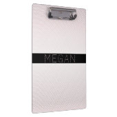 Jouw naam | Thin White en Sublte Roos Ombre Stripe Klembord (Rechts)