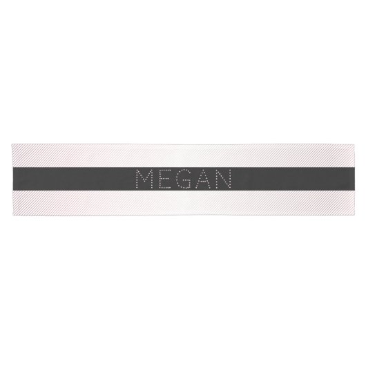 Jouw naam | Thin White en Sublte Roos Ombre Stripe Korte Tafelloper (Horizontaal)