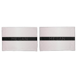 Jouw naam | Thin White en Sublte Roos Ombre Stripe Kussensloop