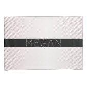 Jouw naam | Thin White en Sublte Roos Ombre Stripe Kussensloop (Voorkant-Rechts)