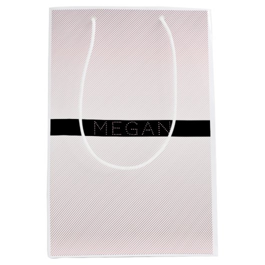 Jouw naam | Thin White en Sublte Roos Ombre Stripe Medium Cadeauzakje (Voorkant)