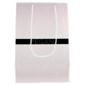 Jouw naam | Thin White en Sublte Roos Ombre Stripe Medium Cadeauzakje (Achterkant)